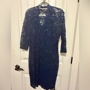 Elegant Navy Lace Dress, cocktail, formal